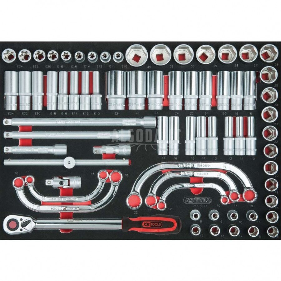 1/2'' galinių raktų komplektas 71pcs insert, KS Tools 1/2'' galinių raktų komplektas 71pcs insert, KS Tools