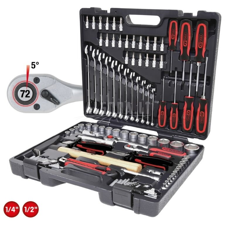 1/4"-1/2" universalus įrankių komplektas, 97 vnt, KS Tools 1/4"-1/2" universalus įrankių komplektas, 97 vnt, KS Tools
