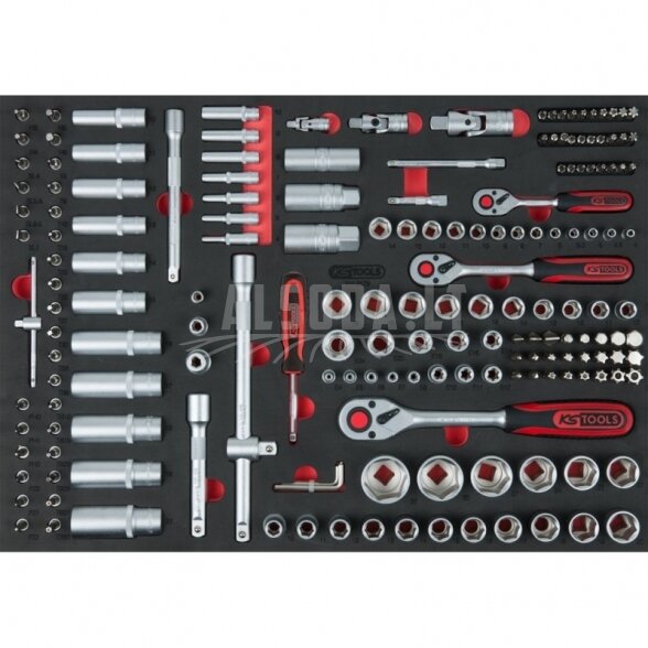 215 dalių įrankių vežimėlis KS TOOLS RACINGline, 7 stalčiai, su priedais 2 215 dalių įrankių vežimėlis KS TOOLS RACINGline, 7 stalčiai, su priedais 2