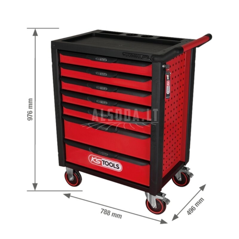 598 dalių vežimėlis su įrankiais KS TOOLS Racing line 2