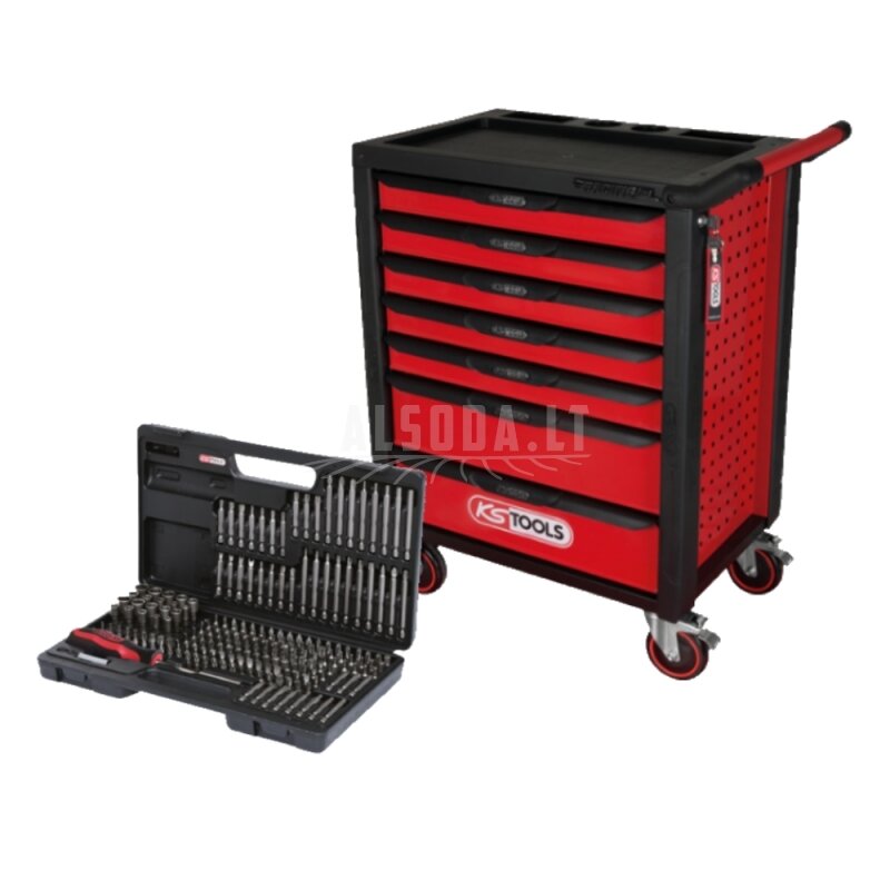 598 dalių vežimėlis su įrankiais KS TOOLS Racing line 598 dalių vežimėlis su įrankiais KS TOOLS Racing line