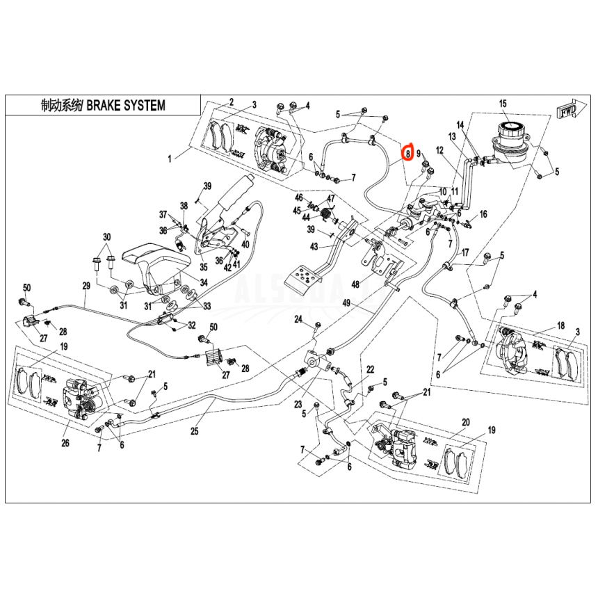 5BWB-081010 SOFT FLUID HOSE, FRONT BRAKE(LH) Nr.8 5BWB-081010 SOFT FLUID HOSE, FRONT BRAKE(LH) Nr.8