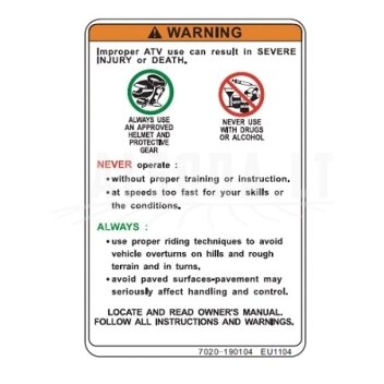 7020-190104 Warning label, drive 7020-190104 Warning label, drive
