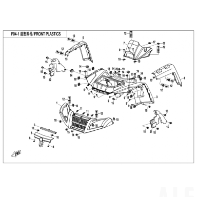 7020-040104-0R40 FRONT DECO PLATE X8 Ferrari Red Nr. 6