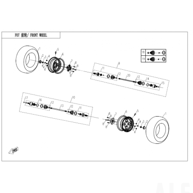 7030-270100 front cv drive shaft LH UTV, CF800-3, 2012-214 nr. 10