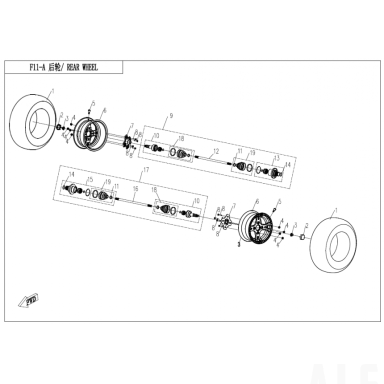 7030-280100 rear cv drive shaft LH UTV, CF800-3, 2012-214 Nr. 17