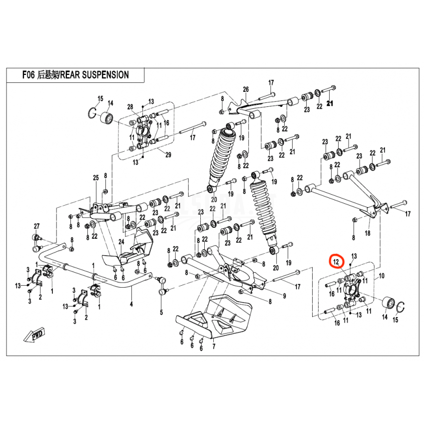 7020-060701 SUPPORT, RESR WHEEL SHAFT(LH) Nr. 12