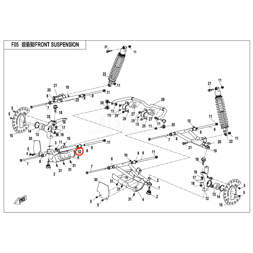 7030-050410 front lower arm rh Nr. 32 UFORCE 7030-050410 front lower arm rh Nr. 32 UFORCE