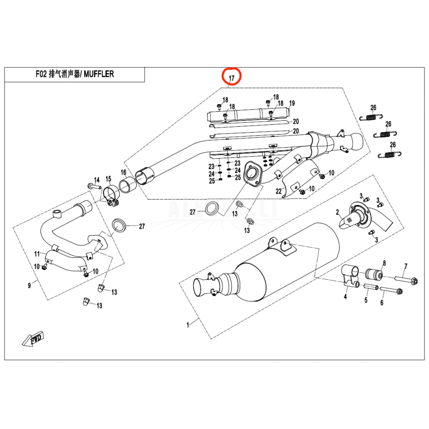 7020-021200-1000 Middle exhaust pipe assy X8 7020-021200-1000 Middle exhaust pipe assy X8