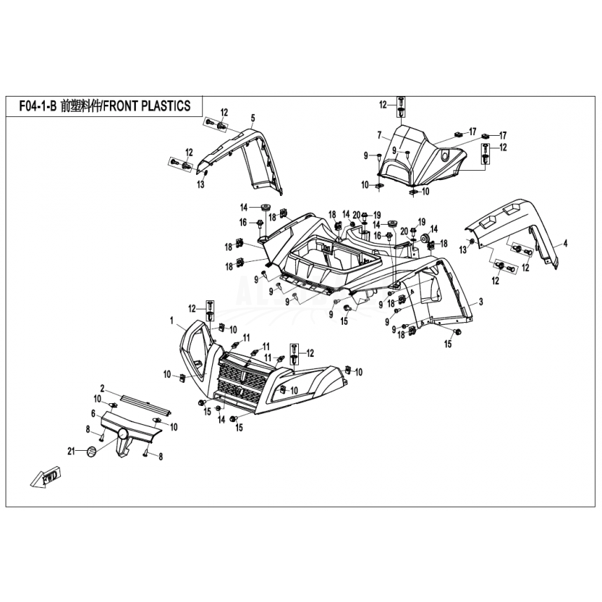 7020-040104-0B50 FRONT FENDER Grey X8 Nr. 6