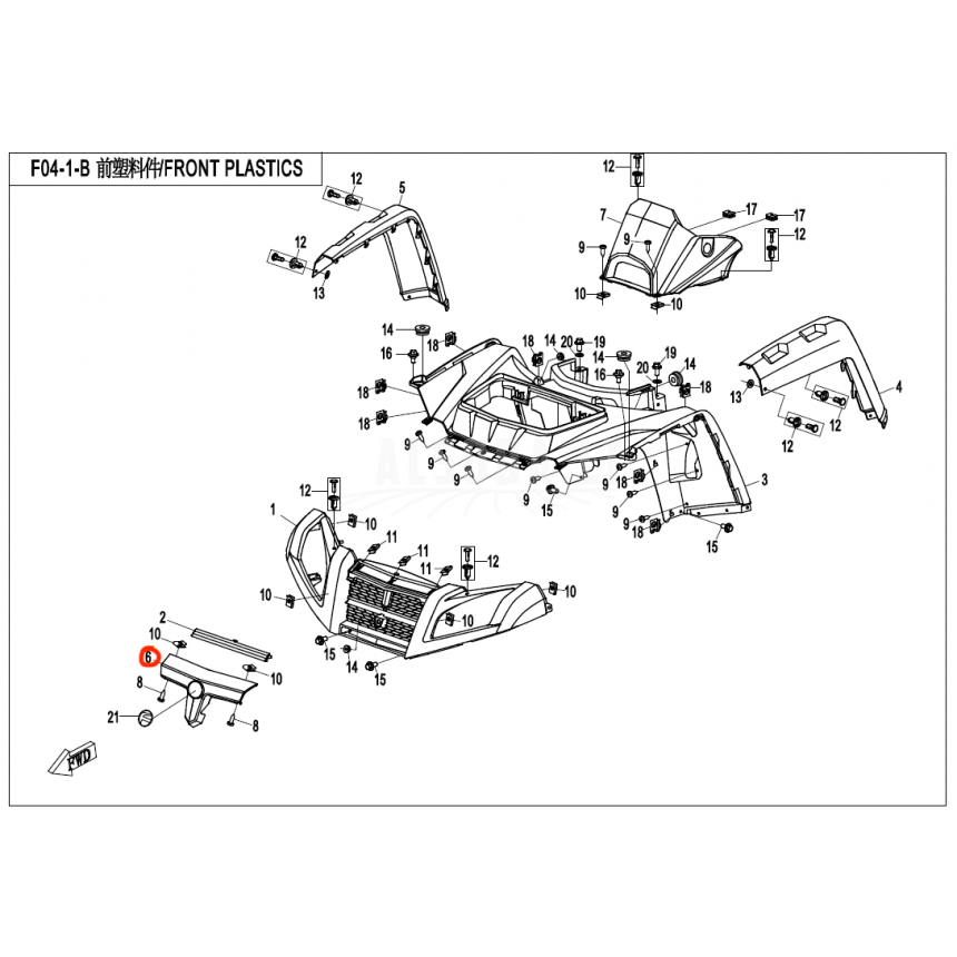 7020-040104-0W00 FRONT FENDER CAMO CFMOTO X8 Nr. 6