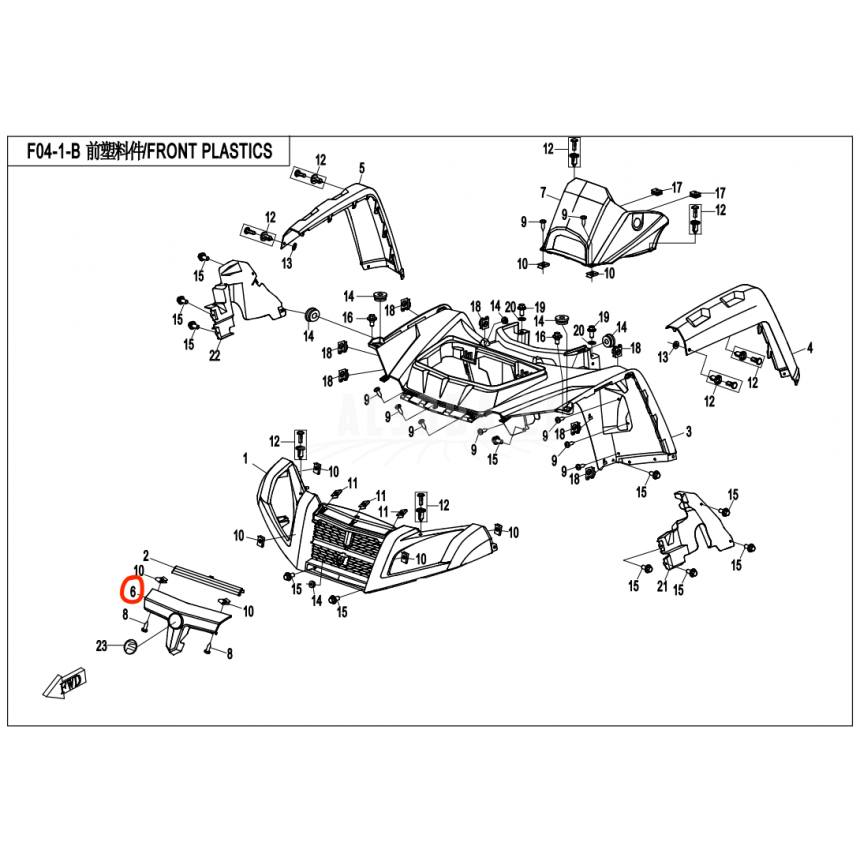 7020-040104-0Y60 FRONT FENDER Crystal orange Nr.6 CF 800