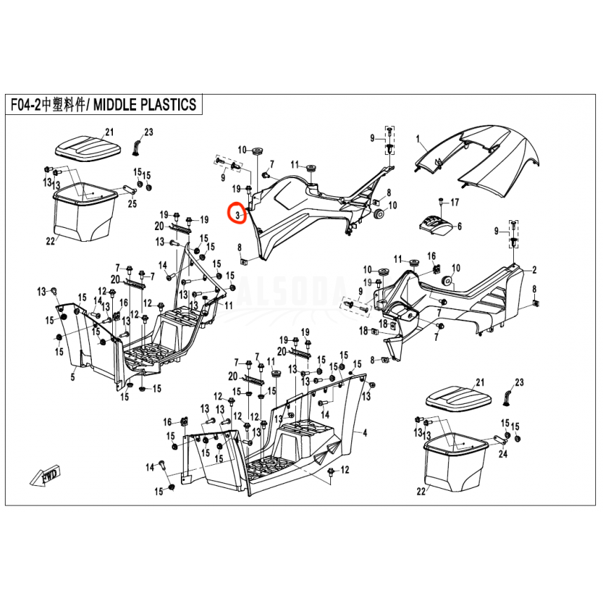7020-040204-0Y60 RIGHT SIDE PANEL ORANGE CFORCE X8 Nr.3 7020-040204-0Y60 RIGHT SIDE PANEL ORANGE CFORCE X8 Nr.3