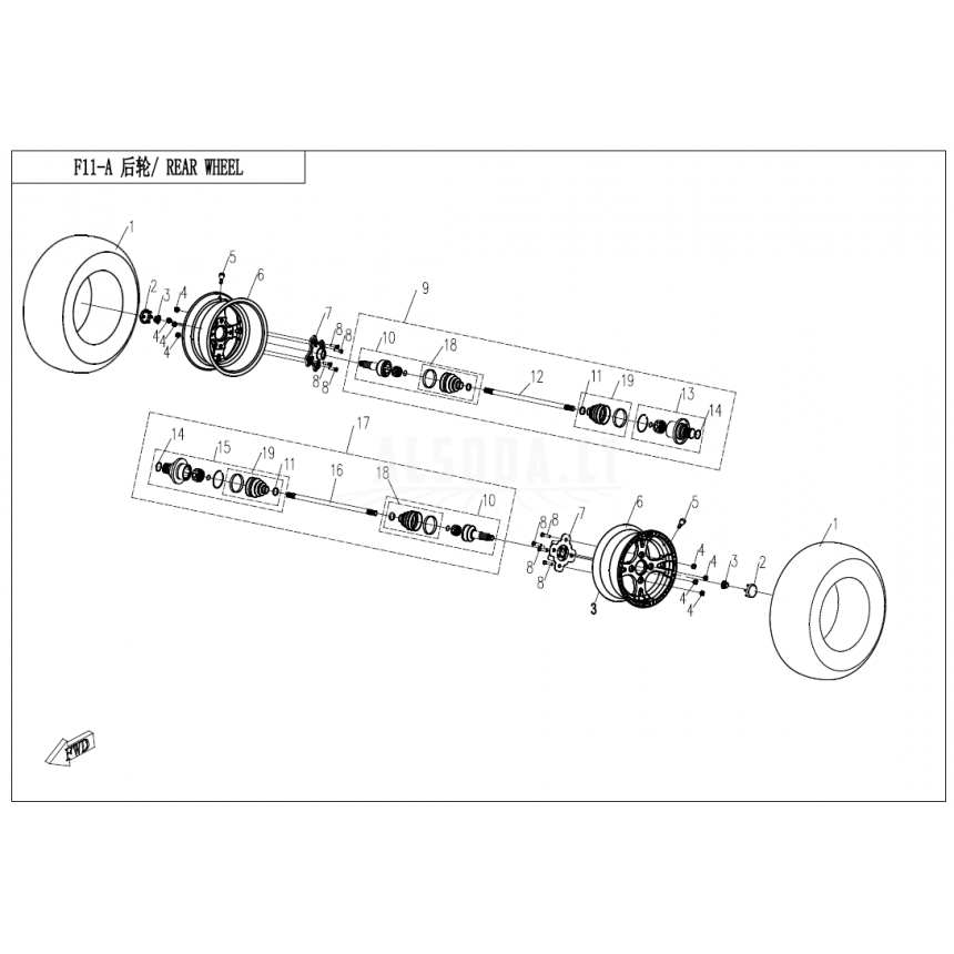 7030-280100 rear cv drive shaft LH UTV, CF800-3, 2012-214 Nr. 17 7030-280100 rear cv drive shaft LH UTV, CF800-3, 2012-214 Nr. 17