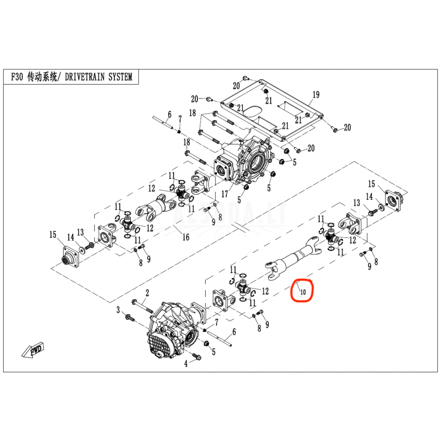7030-290100 front drive shaft CFMOTO UTV800