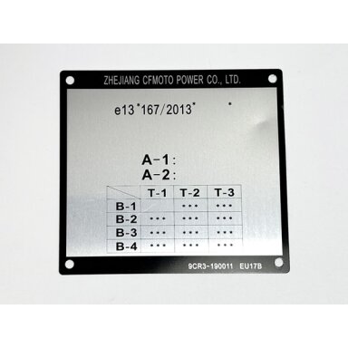 9CR3-190011 VIN PLATE