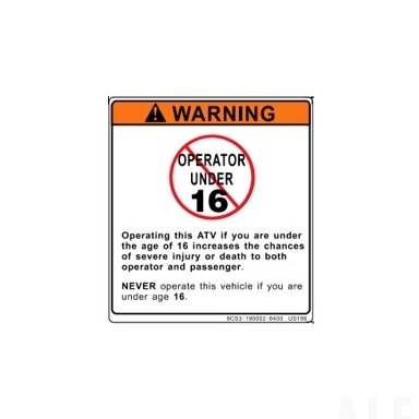 9CS#-190002-6400 WARNING DECAL, DRIVER`S AGE