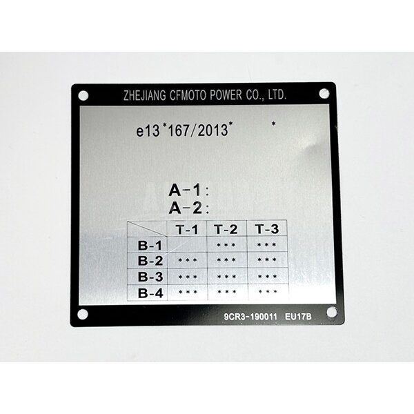 9CR3-190011 VIN PLATE