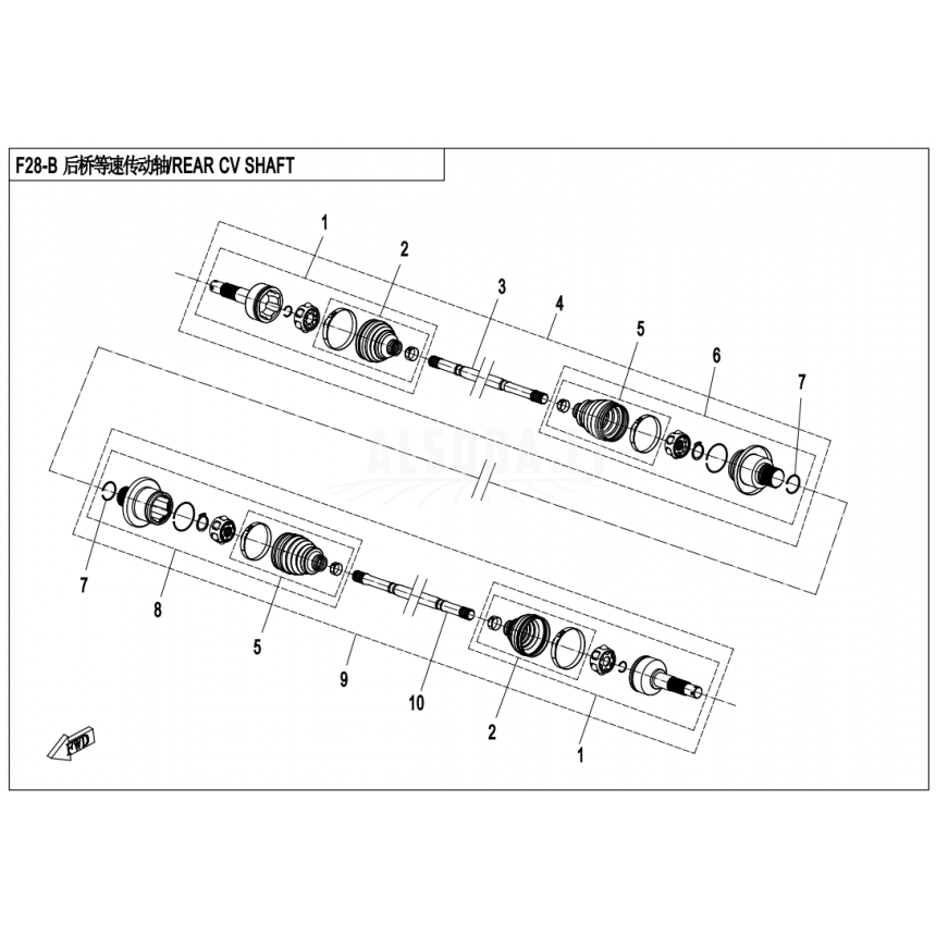 9CR6-280200-20001 REAR CV DRIVE SHAFT,RH CF500AU-6L, 2016 Nr.4 9CR6-280200-20001 REAR CV DRIVE SHAFT,RH CF500AU-6L, 2016 Nr.4