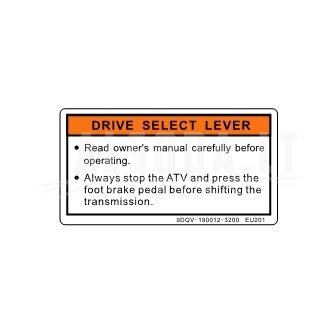 9DQV-190012-3200 INSTRUCTION LABEL, GEAR SHIFT 9DQV-190012-3200 INSTRUCTION LABEL, GEAR SHIFT