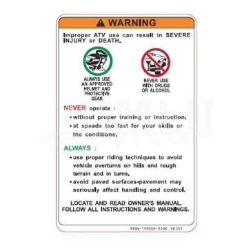 9DQV-190008-3200 DECAL, DRIVE WARNING