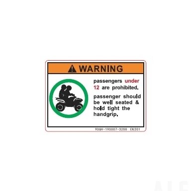 9DQV-190007-3200 WARNING DECAL, PASSENGER