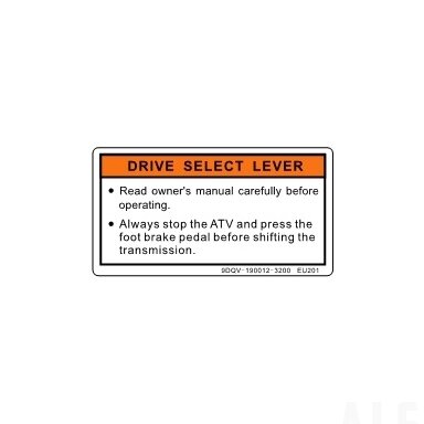 9DQV-190012-3200 INSTRUCTION LABEL, GEAR SHIFT
