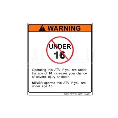 9DQV-190005-3200 WARNING DECAL, DRIVER AGE 9DQV-190005-3200 WARNING DECAL, DRIVER AGE