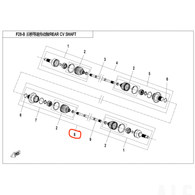 9GQ0-280100-40000 REAR CV DRIVE SHAFT,LH CFMOTO 450 Nr. 8