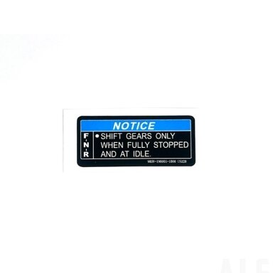 9RHV-190001-1000 INSTRUCTION LABEL, GEAR OPERATION