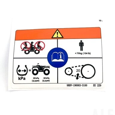 9RHV-190003-3100 INSTRUCTION LABEL, VEHICLE LOAD