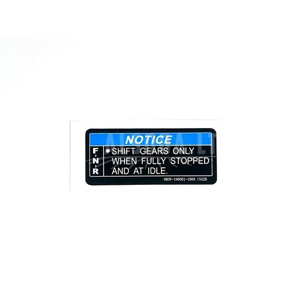 9RHV-190001-1000 INSTRUCTION LABEL, GEAR OPERATION 9RHV-190001-1000 INSTRUCTION LABEL, GEAR OPERATION