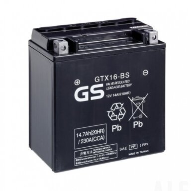 Akumuliatorius BS Battery GTX16-BS 12V 14.7AH 150x87x161 Akumuliatorius BS Battery GTX16-BS 12V 14.7AH 150x87x161