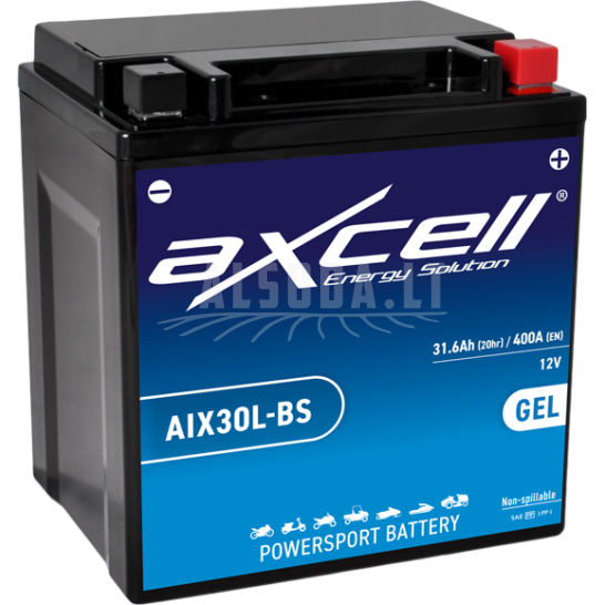Akumuliatorius Axcell 30 Ah GEL 12V 400A 166x126x173mm Akumuliatorius Axcell 30 Ah GEL 12V 400A 166x126x173mm
