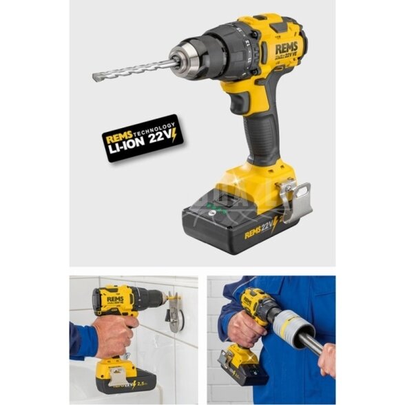 Akumuliatorinis gręžtuvas/suktuvas REMS 22V Helix VE 5