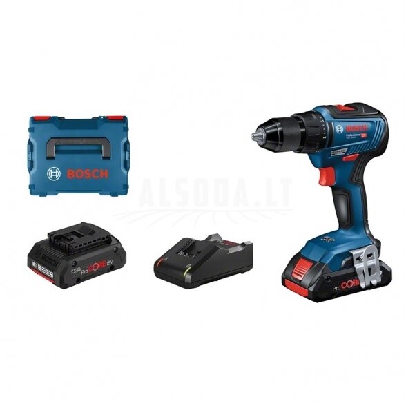 Akumuliatorinis suktuvas-gręžtuvas BOSCH GSR 18V-55 2x4,0Ah Akumuliatorinis suktuvas-gręžtuvas BOSCH GSR 18V-55 2x4,0Ah
