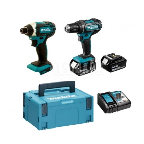 Akumuliatorinių įrankių komplektas MAKITA DLX2127T+ Akumuliatorinių įrankių komplektas MAKITA DLX2127T+