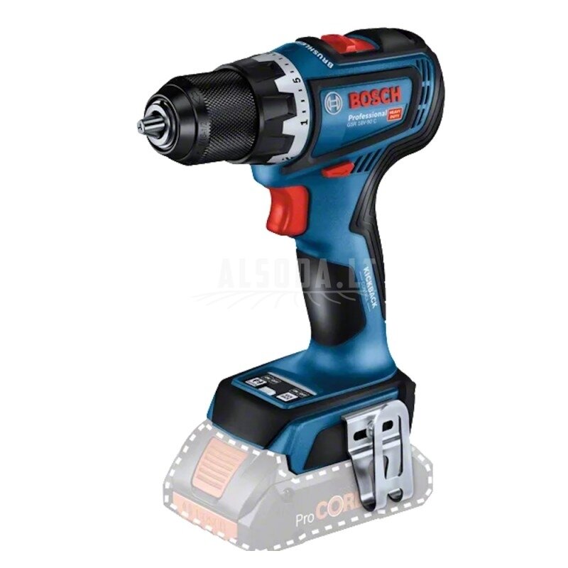 Akumuliatorinis suktuvas-gręžtuvas BOSCH GSR 18V-90 C 1