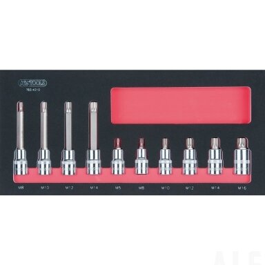 Antgalių galvučių kompl. SCS CHROMEplus  XZN 1/2" 10vnt 1/3, KS Tools