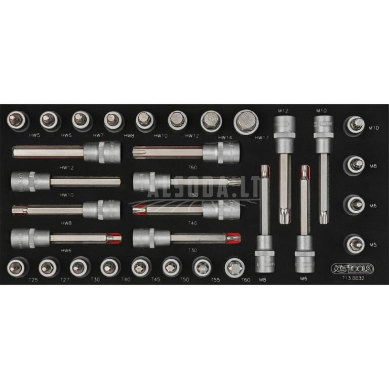 Antgalių aglvučių kompl.SCS 1/2''  32 vnt,  1/3, KS Tools