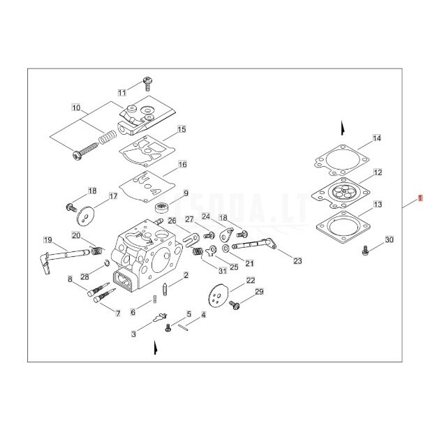 Carburetor, diaphragm CS-3410, 335S, Echo Carburetor, diaphragm CS-3410, 335S, Echo