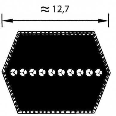 Dvipusis diržas  AA71. Išorės ilgis:,1,893.4 mm,Plotis:,12.7 mm 2