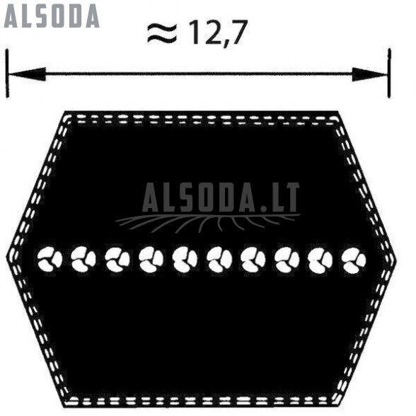 Dvipusis diržas AA120. Išorės ilgis:,3,138 mm,Plotis:,12.7 mm 2