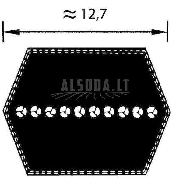Dvipusis diržas AA68. Išorės ilgis:,1,817.2 mm,Plotis:,12.7 mm 1 Dvipusis diržas AA68. Išorės ilgis:,1,817.2 mm,Plotis:,12.7 mm 1