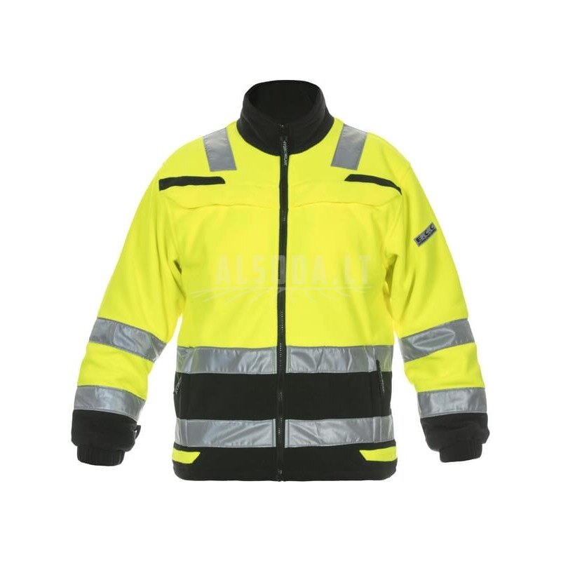 Flisinė striukė, geltonai juoda, 2XL dydis, JK: 44/EU: 58-60, madinga didelio matomumo linija, Torgau, Hydrowear