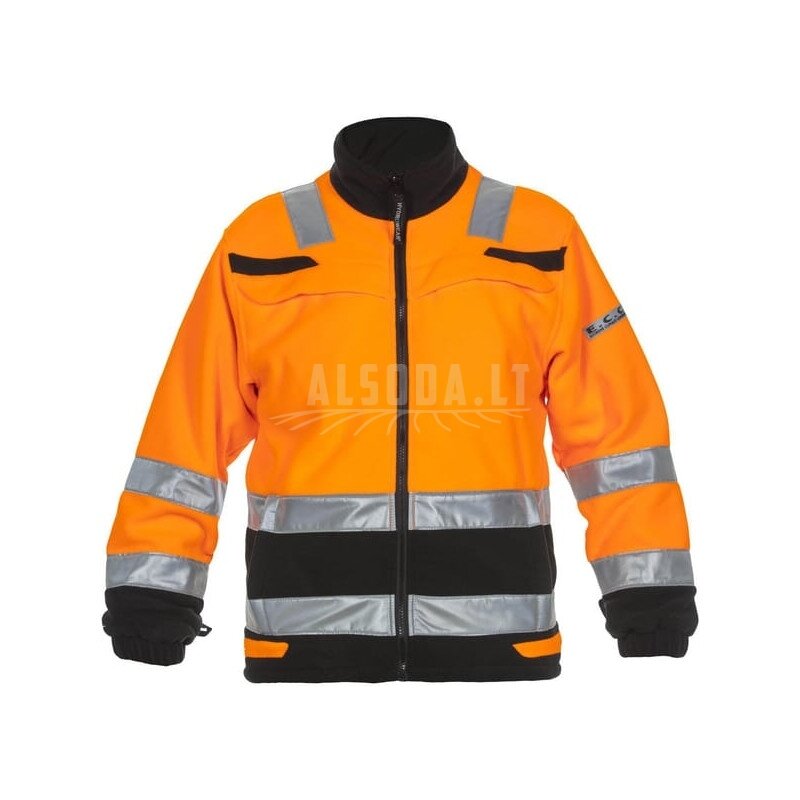 Flisinė striukė, oranžinės-juodos spalvos, 3XL dydis, UK:46/EU:62, madinga didelio matomumo linija, Torgau, Hydrowear, 04026027F