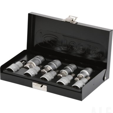 Galvučių su šešiakampiais antgaliais komplektas 1/2", HEX 4-, KS Tools