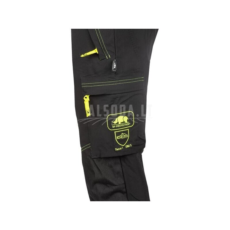 Grandininio pjūklo kelnės 41-45"/L32", gero matomumo, juodos, SIP 4 Grandininio pjūklo kelnės 41-45"/L32", gero matomumo, juodos, SIP 4