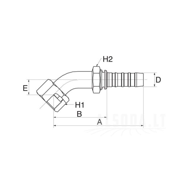Įdėklas 45° DN20-1"3/16SAE 1
