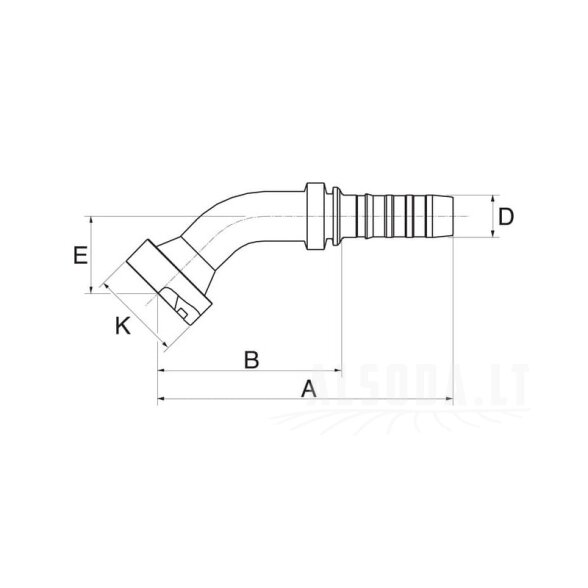 Įdėklas 45° DN20-47.6, tinkantis CAT 1